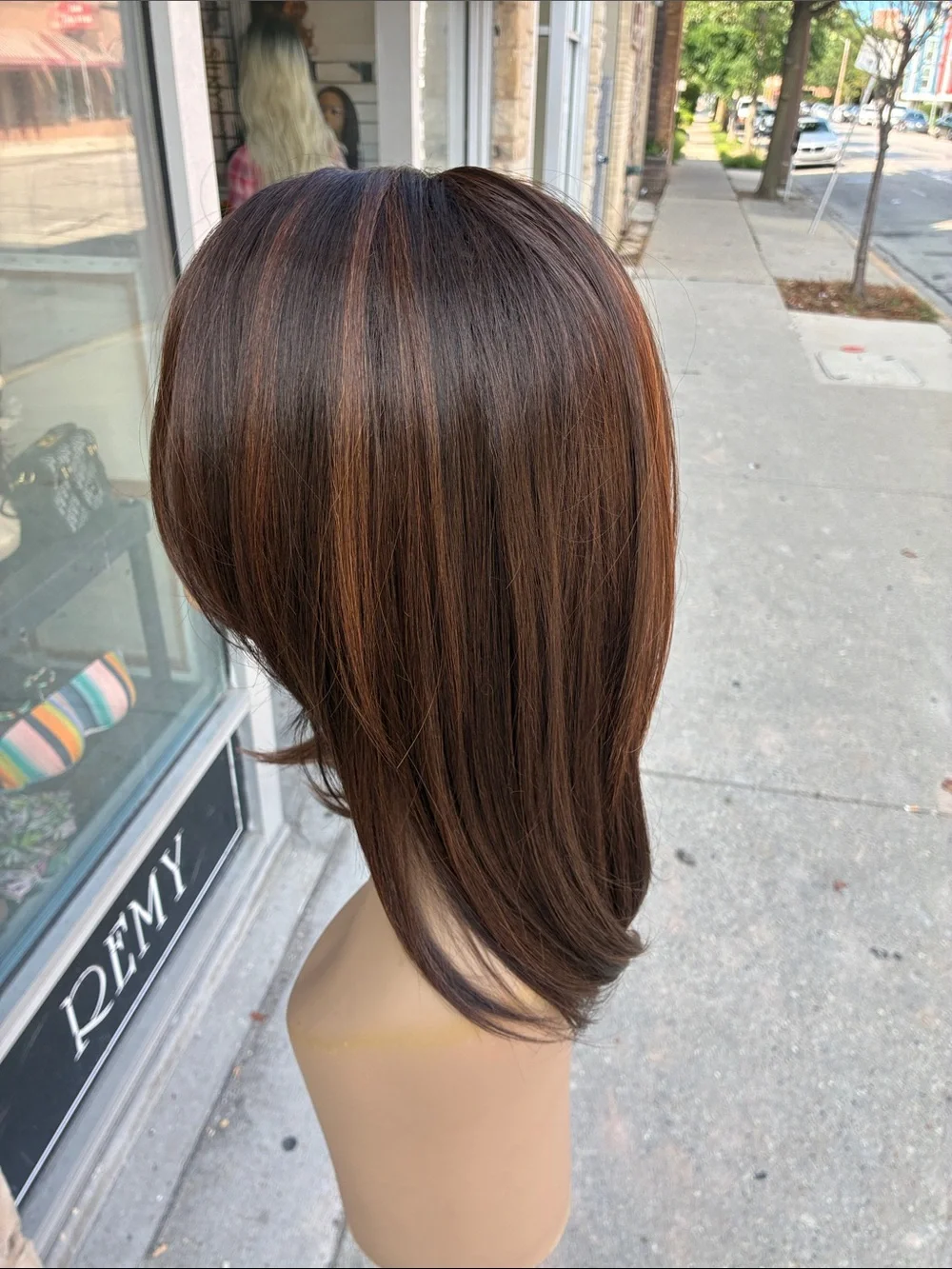 Brown Straight Layered Women's Wig - Sleek Natural Finish